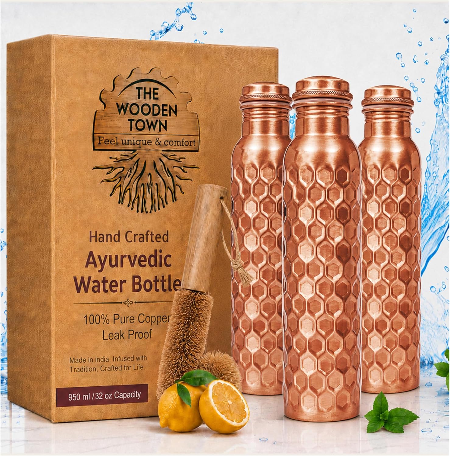 32oz Copper Water Bottle Set o - Ayurvedic & Herbal Wellness Kits review and price