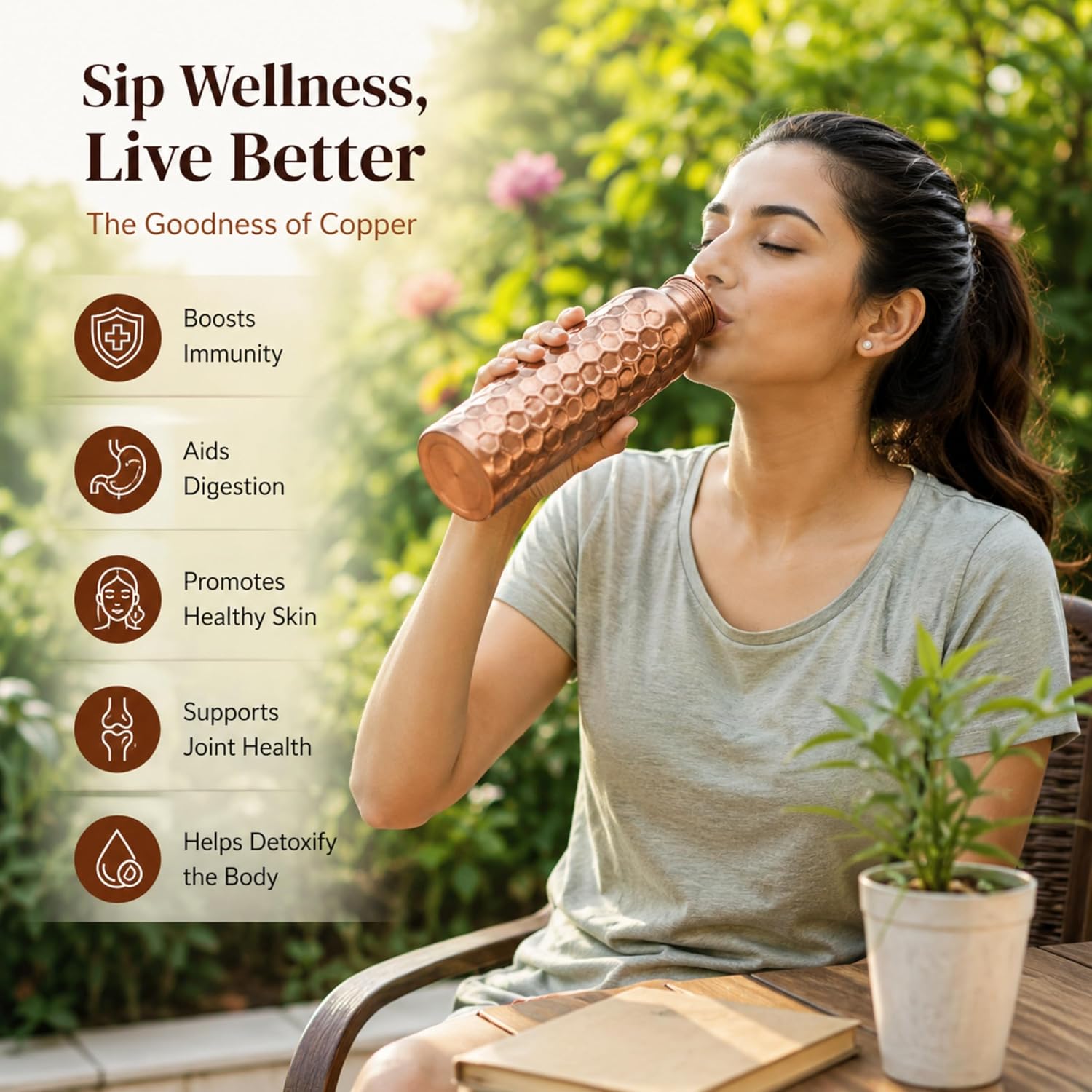 32oz Copper Water Bottle Set o - Ayurvedic & Herbal Wellness Kits review and price